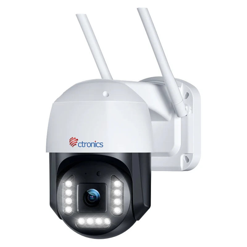 Cámara de seguridad Ctronics 4K 8MP PTZ WiFi para exteriores con detección inteligente de personas/vehículos