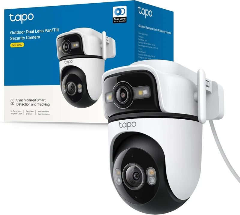 Temporarily out of stock-Tapo C545D Telecamera WiFi Esterno Doppio Obiettivo 2K 3MP, 360° PTZ