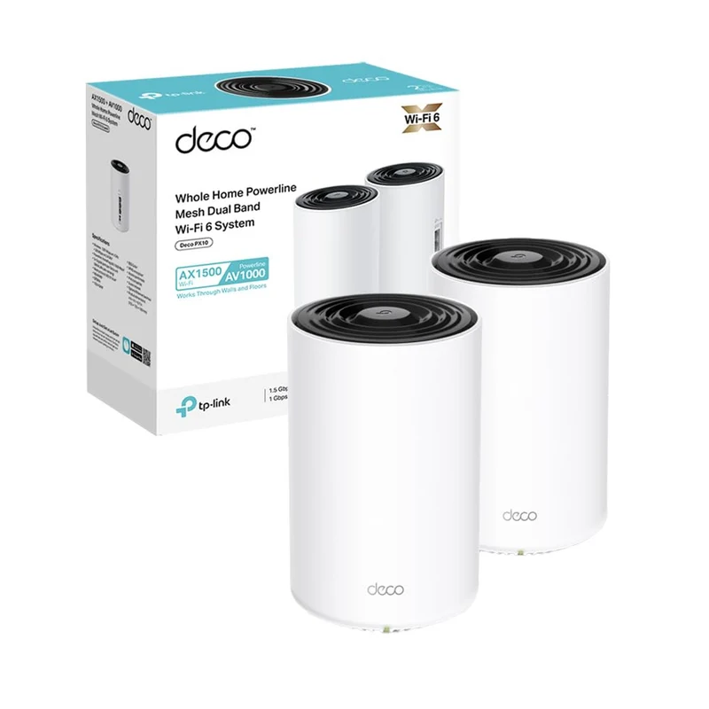 Deco PX10 Sistema Mesh Wi-Fi 6 AX1500 + Powerline AV1000, 3 Porte Gigabit, 2pz