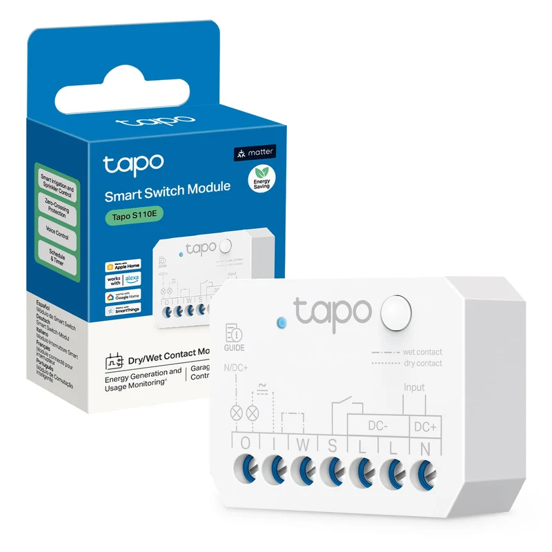 Tapo S110E Modulo Smart Relè WiFi Bluetooth, Contatto Asciutto/Bagnato