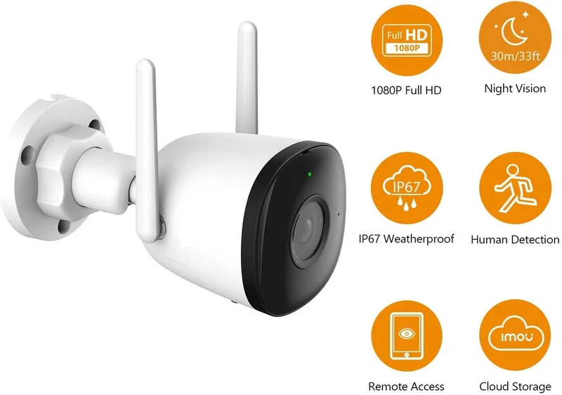 3MP Telecamera WiFi da Esterna, 2K Telecamera di Sicurezza con AI Rilevazione del Movimento Umano, IP67 Antipolvere & Impermeabile, Visione Notturna 30m, Compatibile con Alexa
