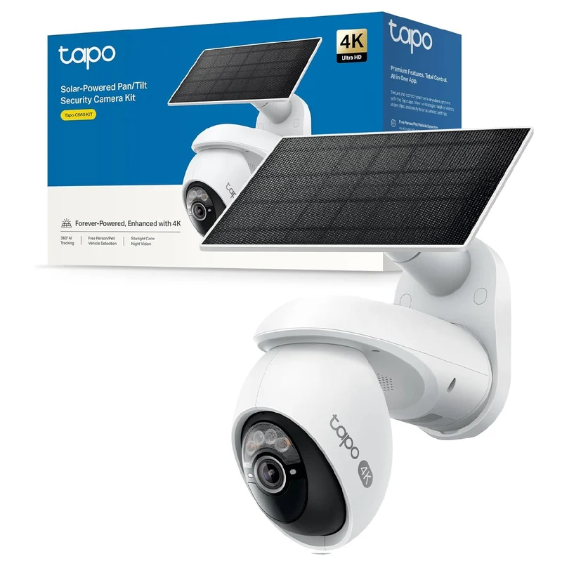 Tapo C660 KIT Telecamera WiFi Esterno 4K 8MP Batteria, Starlight, 360° PTZ