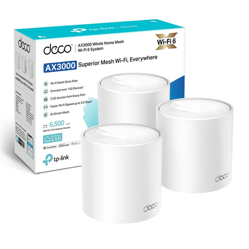 Deco X50 Pro Sistema Mesh Wi-Fi 6 AX3000Mbps 2 Porte 2.5Gbps, 3pz