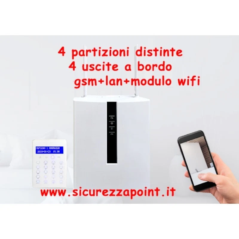 Centrale Antifurto Casa PROFESSIONALE HDPRO-WEB-IRON tripla frequenza LAN+GSM+GPRS+SMS