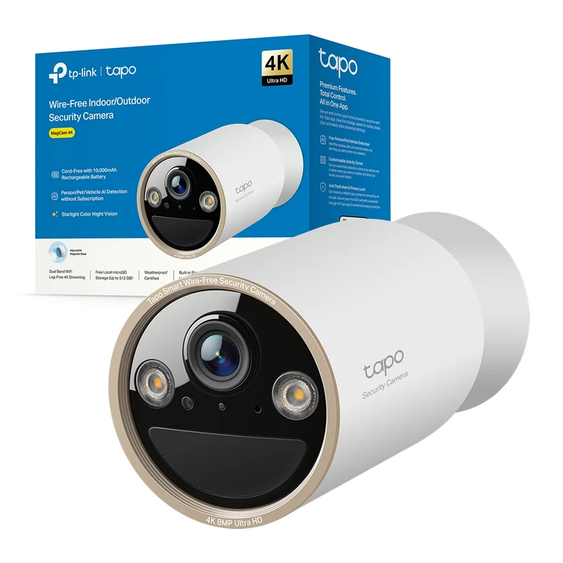 Tapo C460 Telecamera WiFi Esterno 4K 8MP Batteria, Base Magnetica Starlight