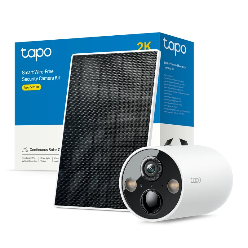 Tapo C425 KIT Telecamera WiFi Esterno 2K 4MP Batteria con Pannello Solare