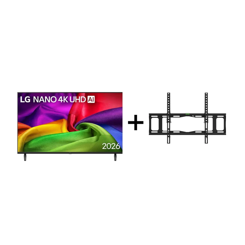LG Pantalla 43" Nano 4K UHD Smart NU80 2026, 43NU800BPSC + Gratis Xtech Soporte Inclinable de Pared para Pantalla de 32" a 70"
