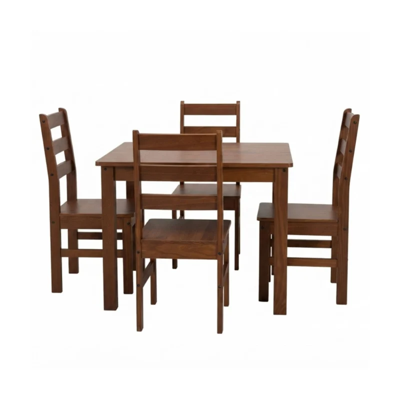 Tokoa Juego de Comedor Cuadrado 4 Sillas Madera Castaño (CO-4015)