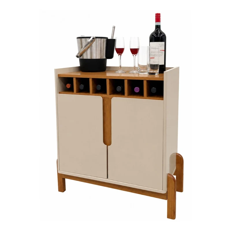 Tokoa Mesa Auxiliar con 2 Puertas y Vineras 73cm Off White (50522344)