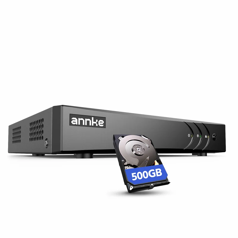 ANNKE 5MP Lite 5in1 DVR 4 Canali,Rilevamento di Persone/Veicoli, 500GB HDD, 4CH CCTV DVR Registratore Videosorveglianza Supporta 4 Telecamere Analogiche/AHD/TVI/CVI e 1 Telecamere IP,Registrazione 24/7