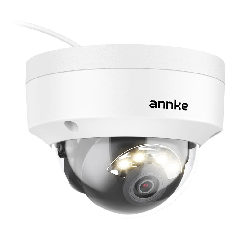 ANNKE Telecamera PoE 4K 8MP da Esterno Dome Sorveglianza IP | IK10 Antivandalo, Rilevamento AI persone/veicoli, Visione Notturna a Colori, IP67, H.265+, Audio, TF 512GB