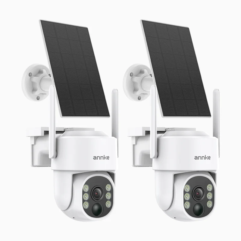 WB400 - Kit Di 2 Telecamera di Sicurezza Wireless da Esterno 4MP a Batteria, WiFi Dual-Band, Pan 270° e Tilt 90°, Batteria da 9000mAh con Pannello Solare, Rilevamento del Movimento, Audio Bidirezionale