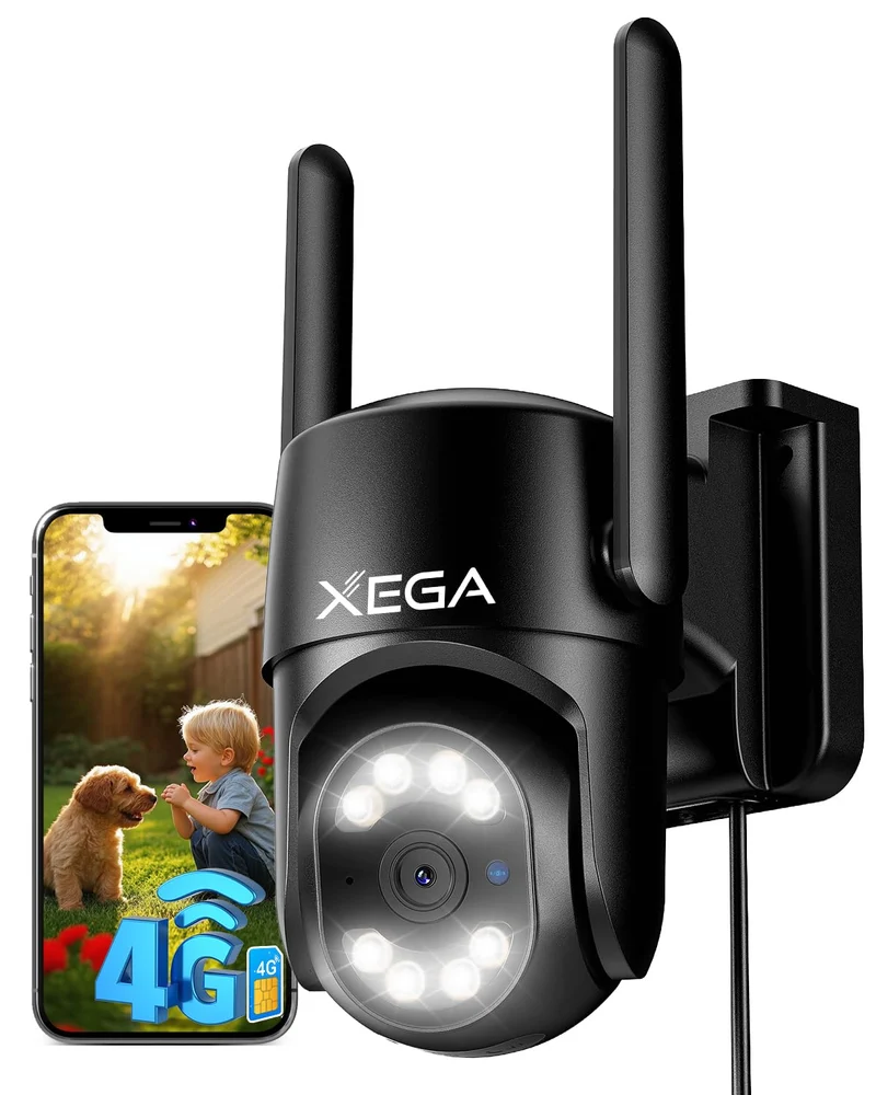 【2° articolo a soli 19,99 €】Xega 4G Telecamera Esterno con Scheda SIM【24/7 Registrazione】 Cablato