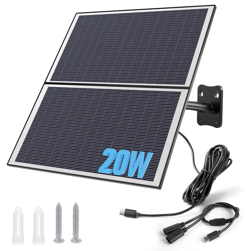 Xega Pannello Solare 20W Type-C Per Telecamera Sorveglianza Esterno