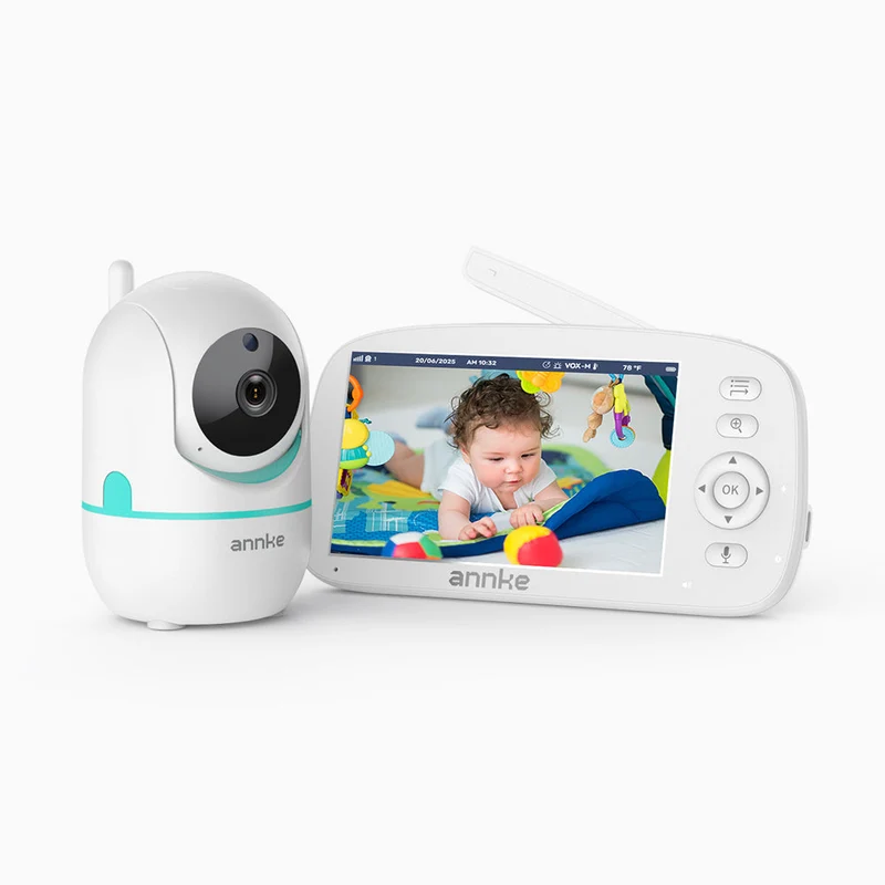 Tivonas CV50 Baby Monitor Video 1080p con Schermo HD da 5", Telecamera, Audio Bidirezionale, Rilevamento di Voce e Temperatura, Promemoria Poppata, Rotazione e Inclinazione a 360°, Zoom 2X, Batteria da 5000mAh, Funzione VOX