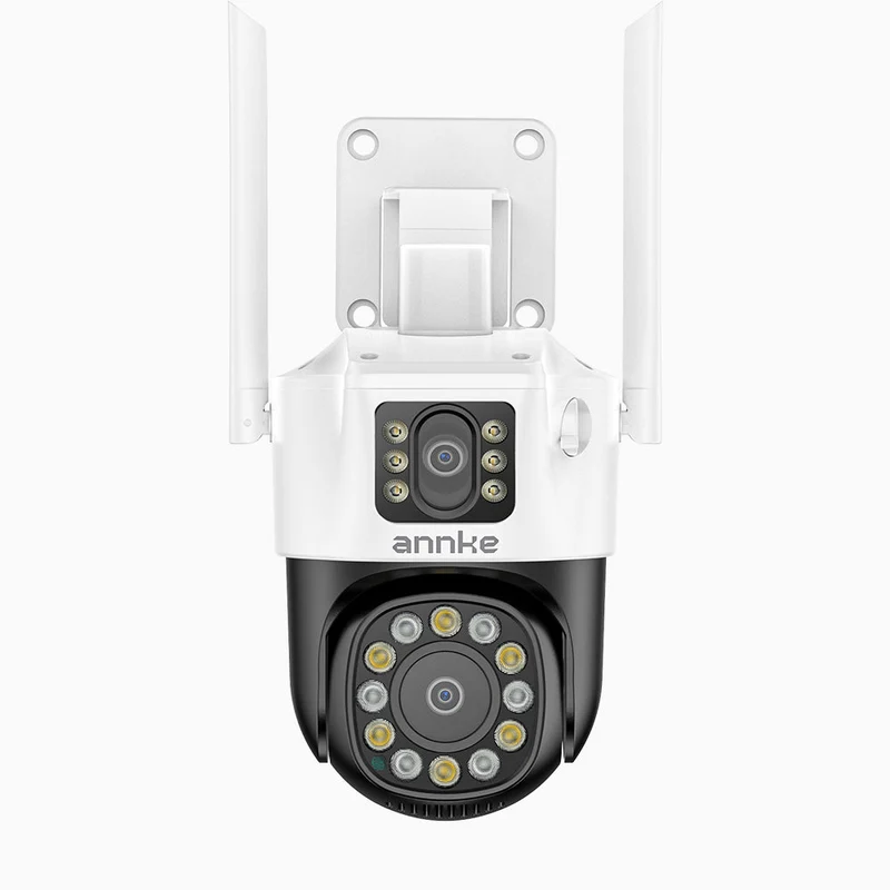 WCD600 - Telecamera di Sicurezza WiFi da Esterno 6 MPX UHD a Doppio Obiettivo, Luci Lampeggianti Rosse e Blu con Sirena, Visione Notturna Intelligente a Doppia Luce, Audio Bidirezionale, Pan a 300° e Tilt a 90°, Compatibile con Alexa
