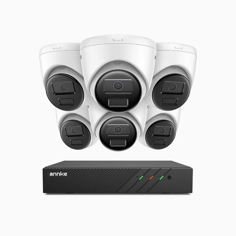 H300 - Kit videosorveglianza PoE 8 canali con 6 telecamera 3MP, visione notturna EXIR 2.0, rilevamento del movimento, H.265+, impermeabilità IP67