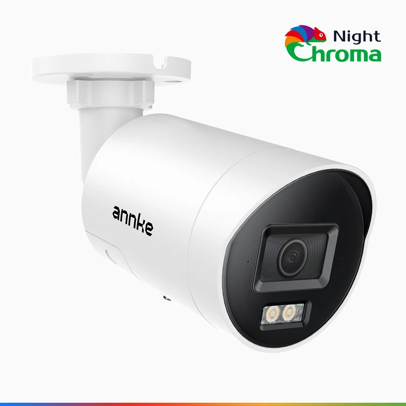 NightChroma TM NCBR800 - Telecamera PoE 4K da Esterno con Luci Rosse e Blu Lampeggianti & Sirena, 3840*2160@25 fps, Acme Color & Visione Notturna IR, Rilevamento di Persone & Veicoli, Audio Bidirezionale, IP67