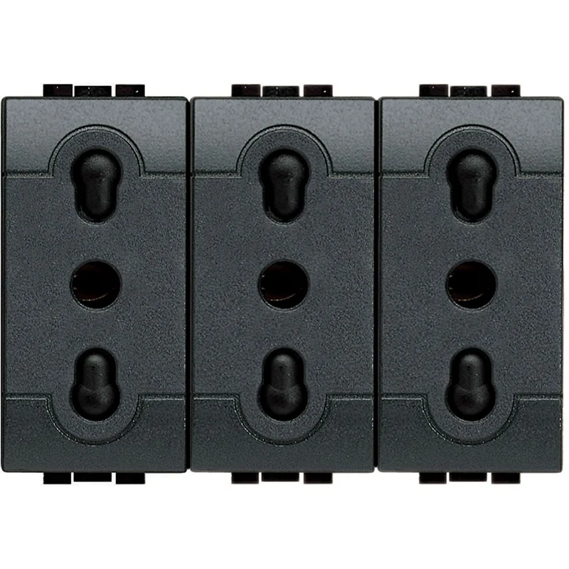 Presa Triplex Bipasso 2P+T 16A Bticino Living Light Antracite – L4180/3