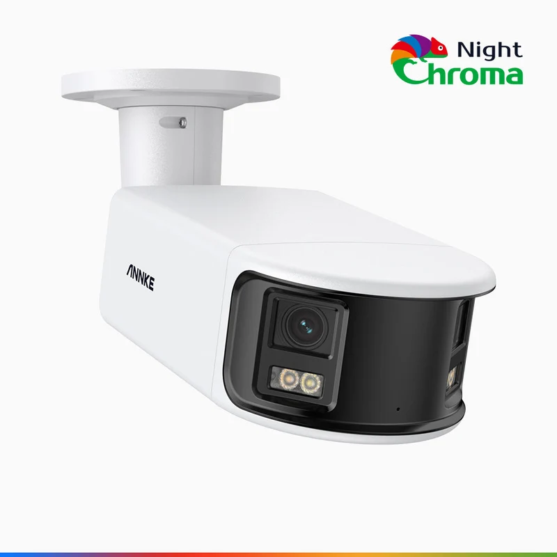 NightChroma TM NCD800 – 4K Outdoor Panoramic PoE Dual Lens Security Camera, f/1.0 Super Aperture (0.0005 Lux), Acme Color Night Vision, Active Siren and Strobe, Human & Vehicle Detection, Intelligent Behavior Analysis, Built-in Micphone