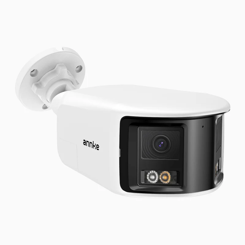 FCD600 - Telecamera di sicurezza panoramica per esterni PoE a 6MPX doppia lente, ultra grandangolo 180°, visione notturna intelligente a doppia luce, audio bidirezionale, sirena e allarme attivi, rilevamento persone e veicoli, IP67