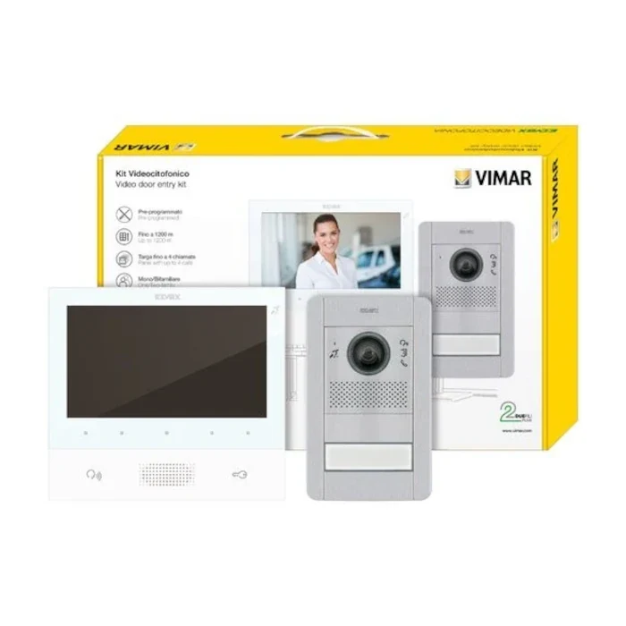 Kit Videocitofonico Bifamiliare 2 Fili Vimar Elvox Pixel – K40505G.01