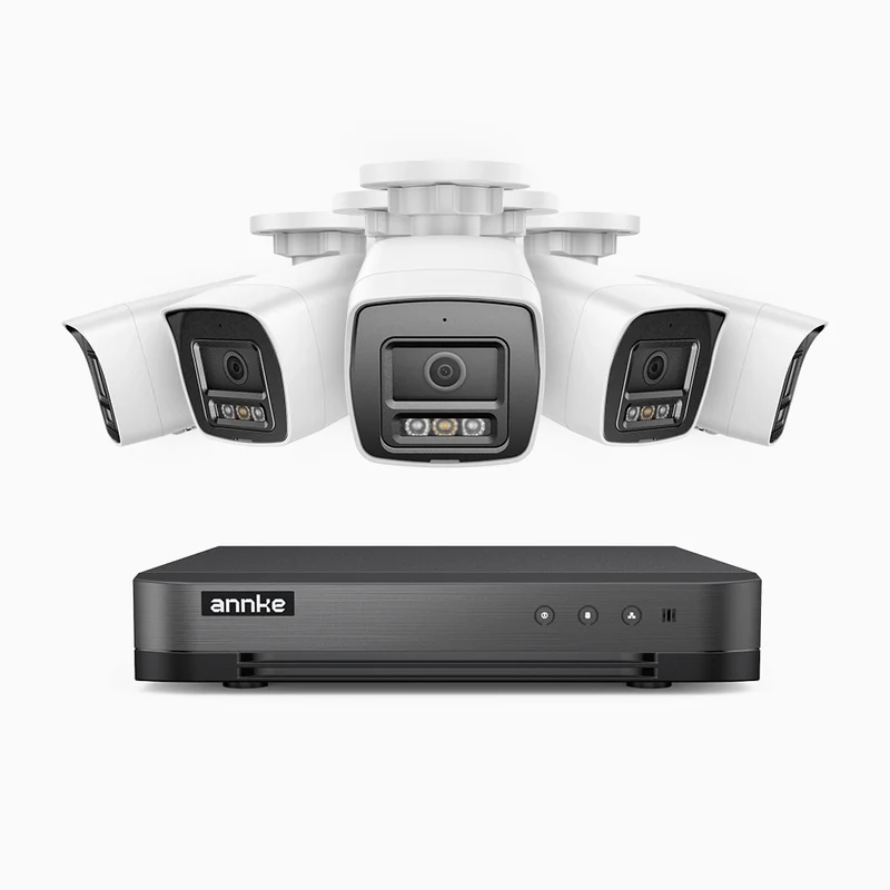 H800 - Kit videosorveglianza PoE 8 canali con 5 telecamere 8 MPX (4K), visione notturna a colori e IR,microfono integrato, riconoscere di persone e veicoli, supporta ONVIF e RTSP