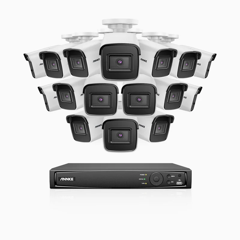 H800 - Kit videosorveglianza PoE 16 canali con 16 telecamere 8 MPX (4K), visione notturna a colori e IR,microfono integrato, riconoscere di persone e veicoli, supporta ONVIF e RTSP