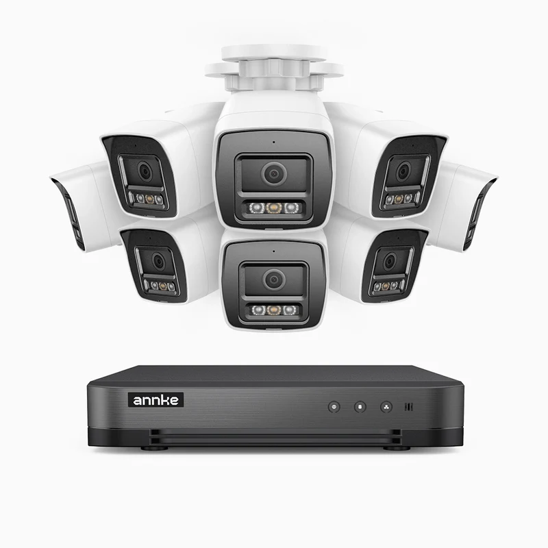 H800 - Kit videosorveglianza PoE 8 canali con 8 telecamere 8 MPX (4K), visione notturna a colori e IR,microfono integrato, riconoscere di persone e veicoli, supporta ONVIF e RTSP