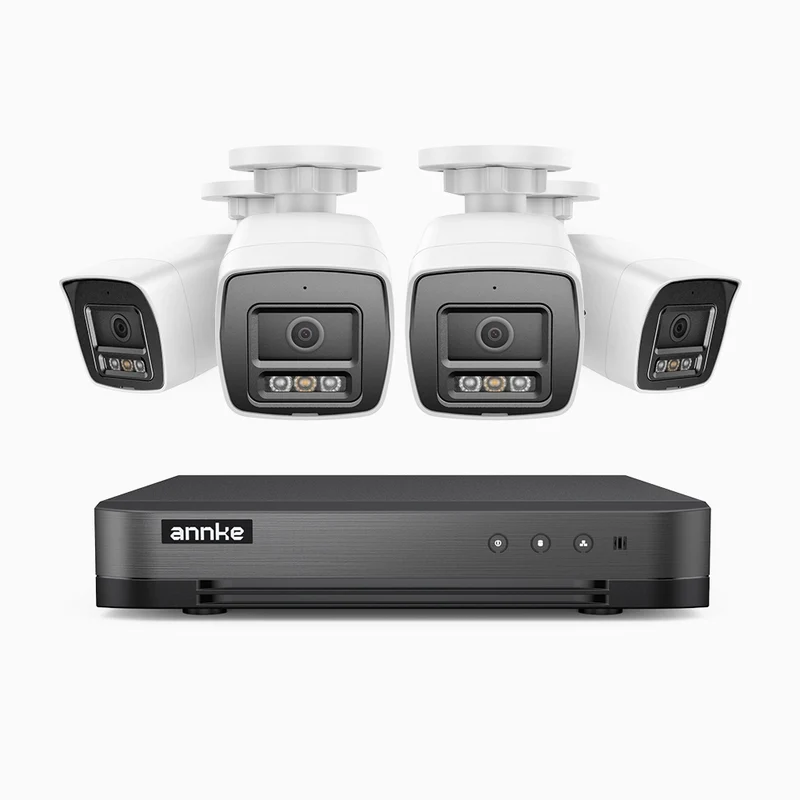 H800 - Kit videosorveglianza PoE 8 canali con 4 telecamere 8 MPX (4K), riconoscere di persone e veicoli, visione notturna a colori e IR,microfono integrato, supporta ONVIF e RTSP