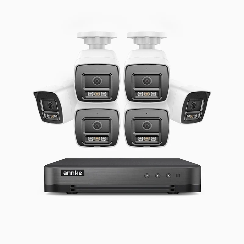 H800 - Kit videosorveglianza PoE 8 canali con 6 telecamere 8 MPX (4K), visione notturna a colori e IR,microfono integrato, riconoscere di persone e veicoli, supporta ONVIF e RTSP
