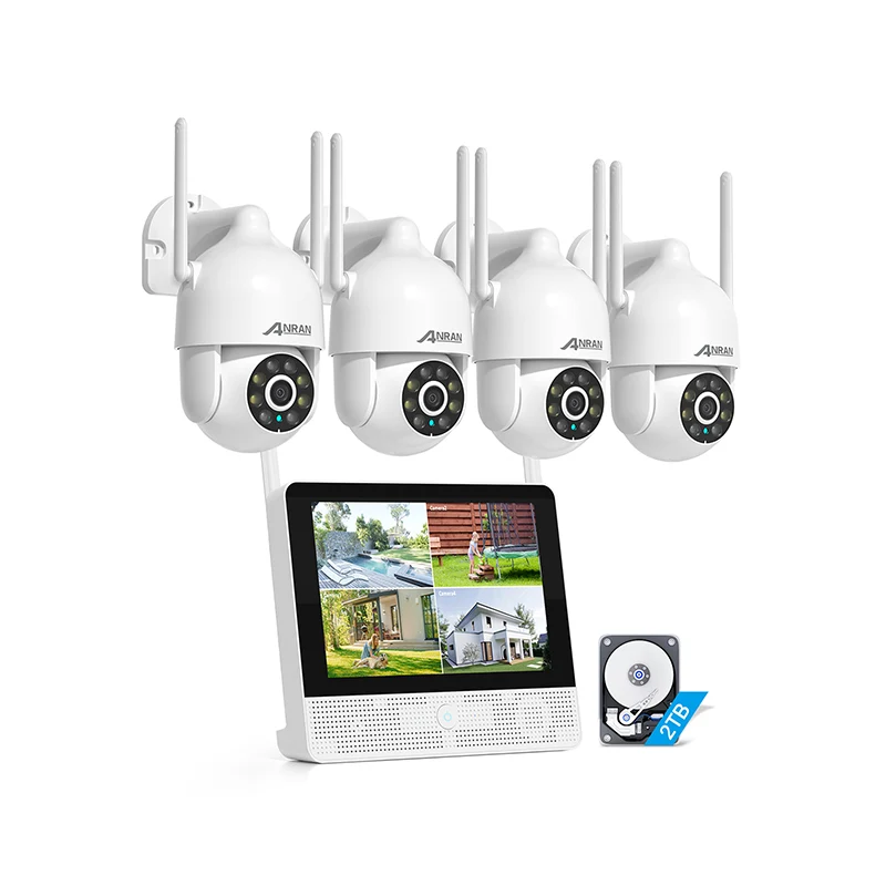 ANRAN 5MP Wifi PTZ Camera Kit with 10.5inch Monitor NVR 2TB HDD