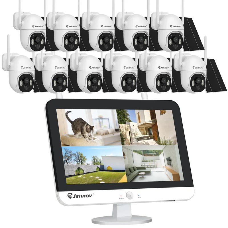 Jennov Wireless Security Camera System with Solar Cameras, PTZ, V16 NVR, 1TB HDD