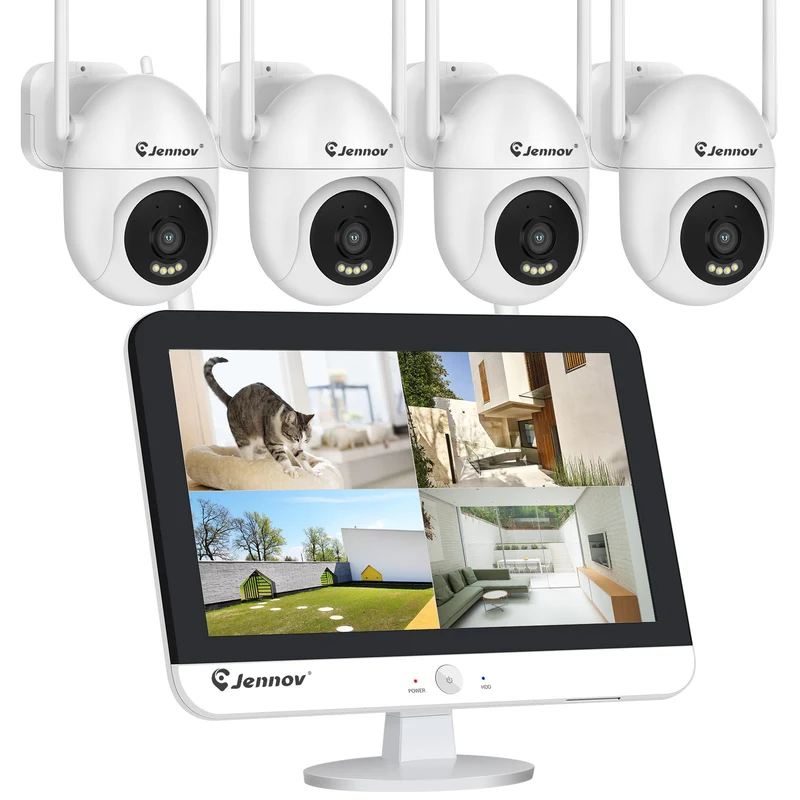 Jennov 5MP Wireless Security Camera System Auto-Tracking, Spotlight Alarm & Two-Way Audio
