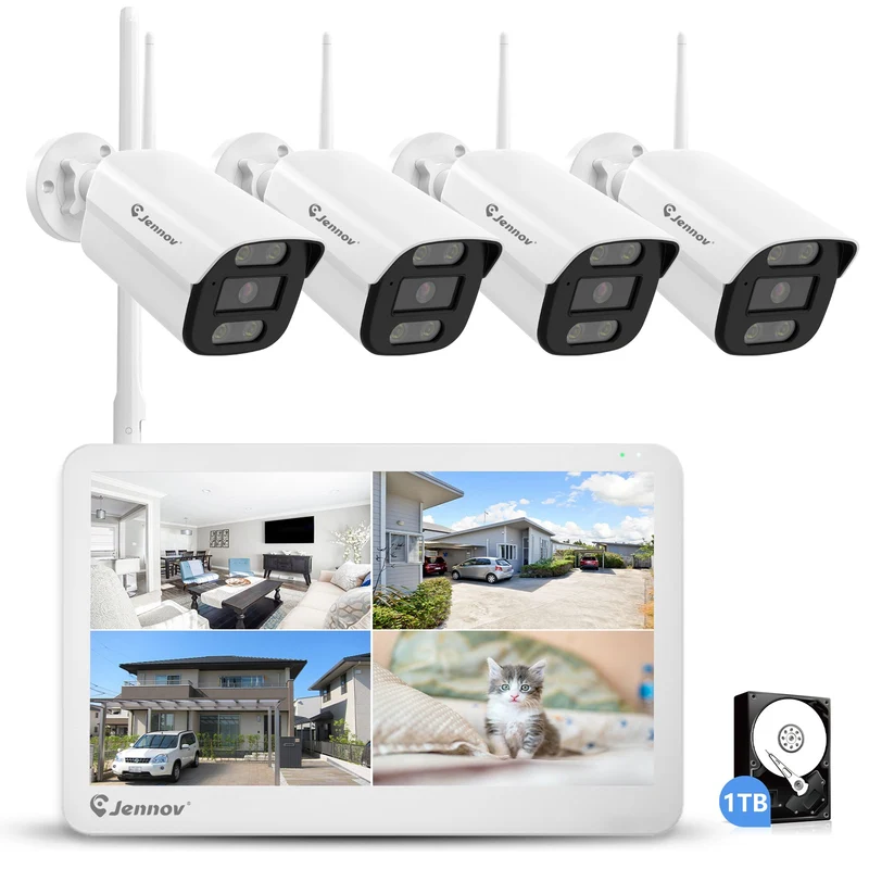Wireless Security Camera System with V18 Monitor 10x Mixed Zoom, Human Detection