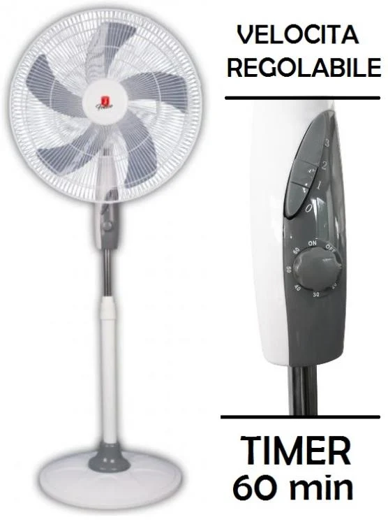 Ventilatore A Colonna Piantana 70W Timer Base Regolabile Bianco - Fresco Fs2045