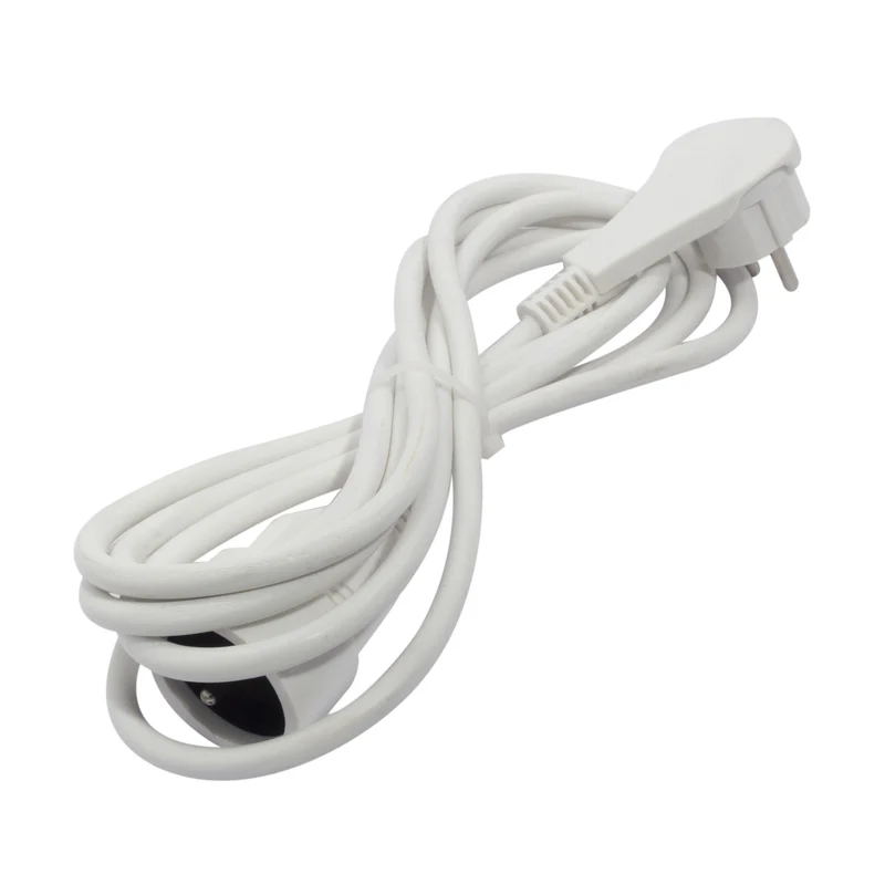 Flat plug extension 3 m - White