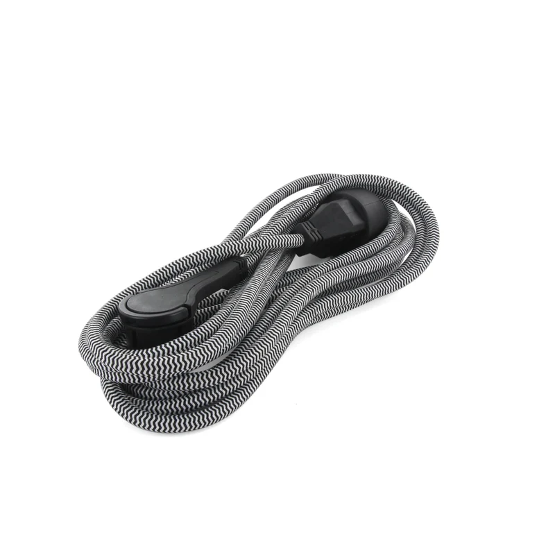 Textile extension cable black/white - with black flat plug - 3m (SCH)
