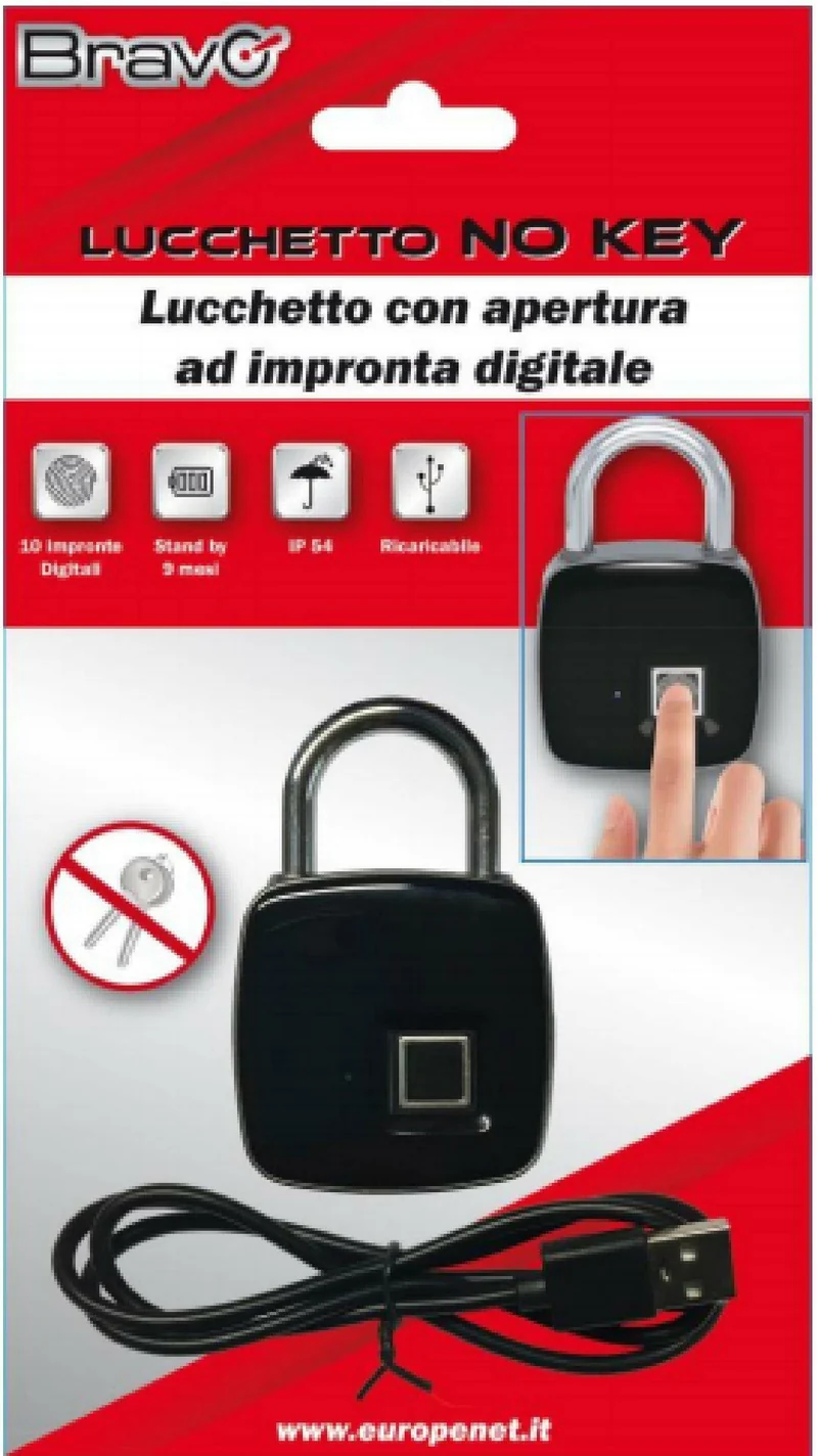 Lucchetto No Key a Impronte Digitali Bravo – 92902914