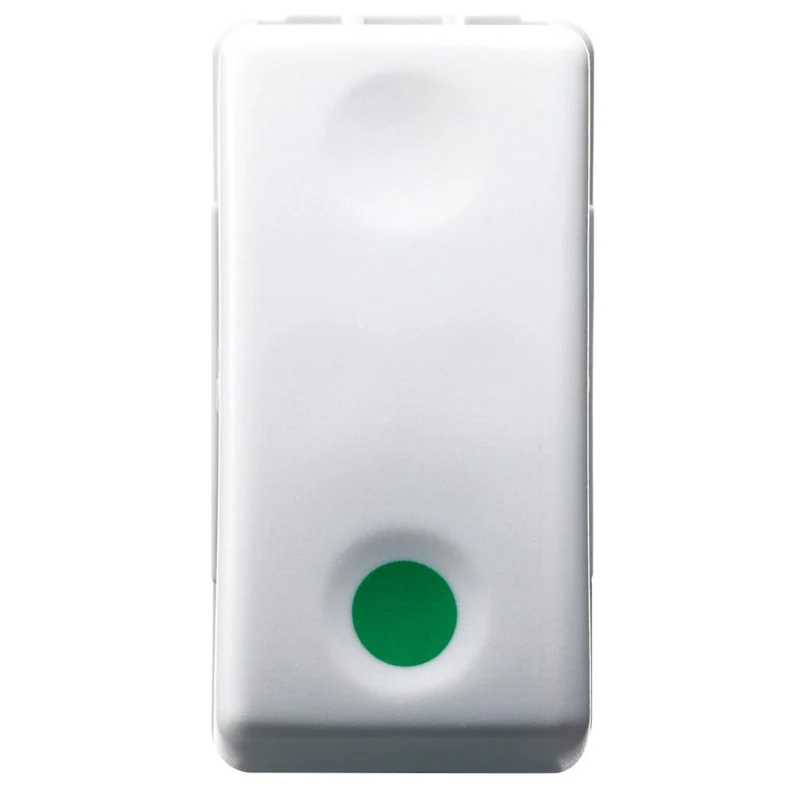 Pulsante Unipolare Contatto Ausiliare di Marcia Simbolo Verde Gewiss System White 250V NA 10A – GW20522