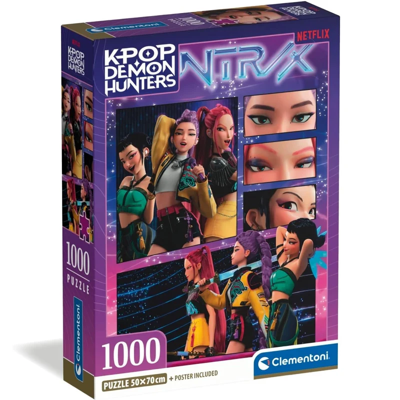 Clementoni Puzzle KPop Demon Hunters Huntrix 1000 Pezzi Puzzle Adulti + Poster Incluso