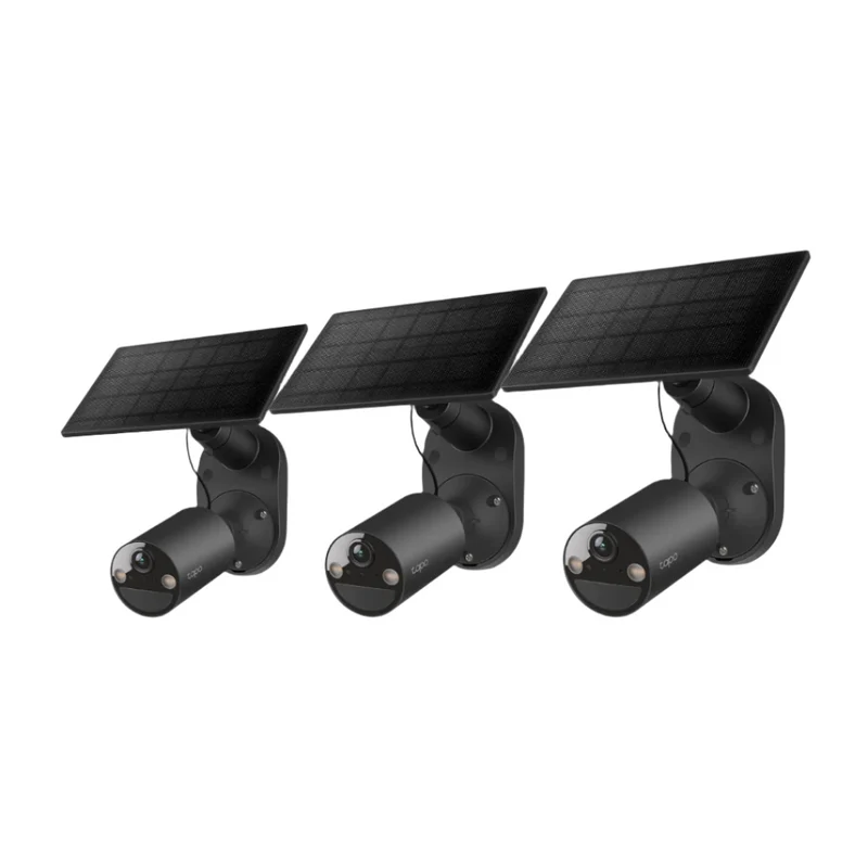 SolarCam 1080P Wireless Outdoor Security Camera with Solar Panel, Tapo C403 Kit 3-Pack (Black)