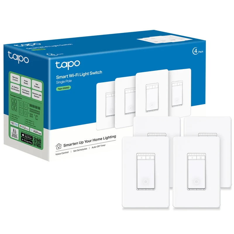 Single Pole Smart Dimmable Switch White, Tapo S500D(4-Pack)