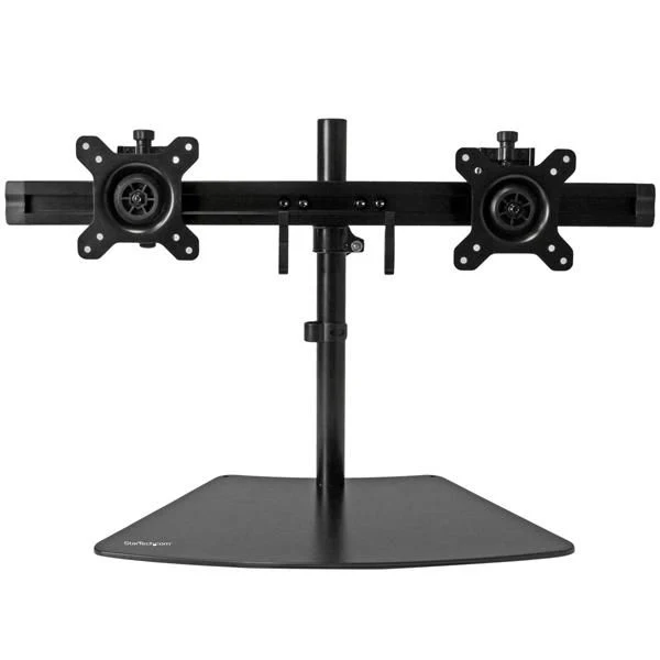 Startech.com supporto per doppio monitor - supporta monitor da 12'' a 24" (8kg) - regolabile - supporto per monitor vesa per scrivania - base a basso profilo - orizzontale - nero - ARMBARDUO