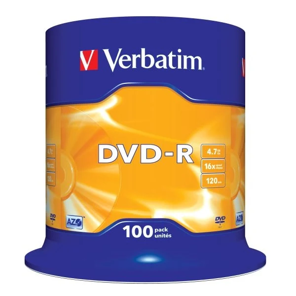 Verbatim dvd-r matt silver 4,7 gb 100 pz - 43549