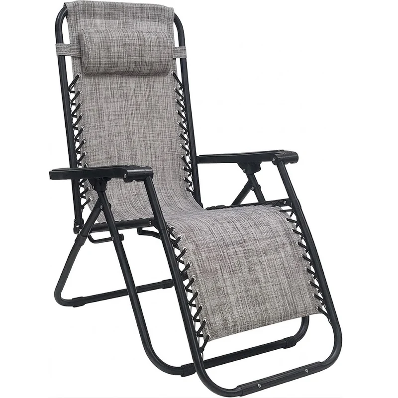 Sedia Sdraio da Giardino Pieghevole Poltrona Reclinabile Zero Gravity Relax Salvaspazio Tessuto in Textilene (Grigio)