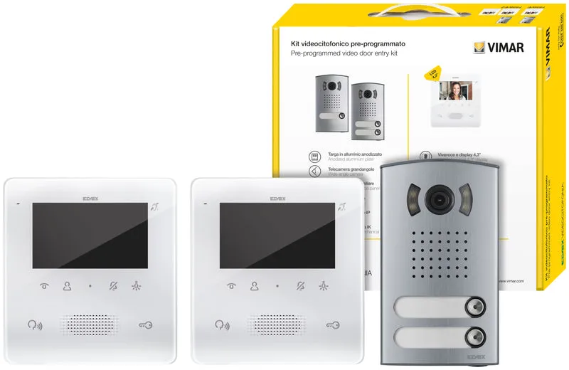 Kit Videocitofonico Bifamiliare 2 Fili Vimar Elvox Plus – 7558/E2