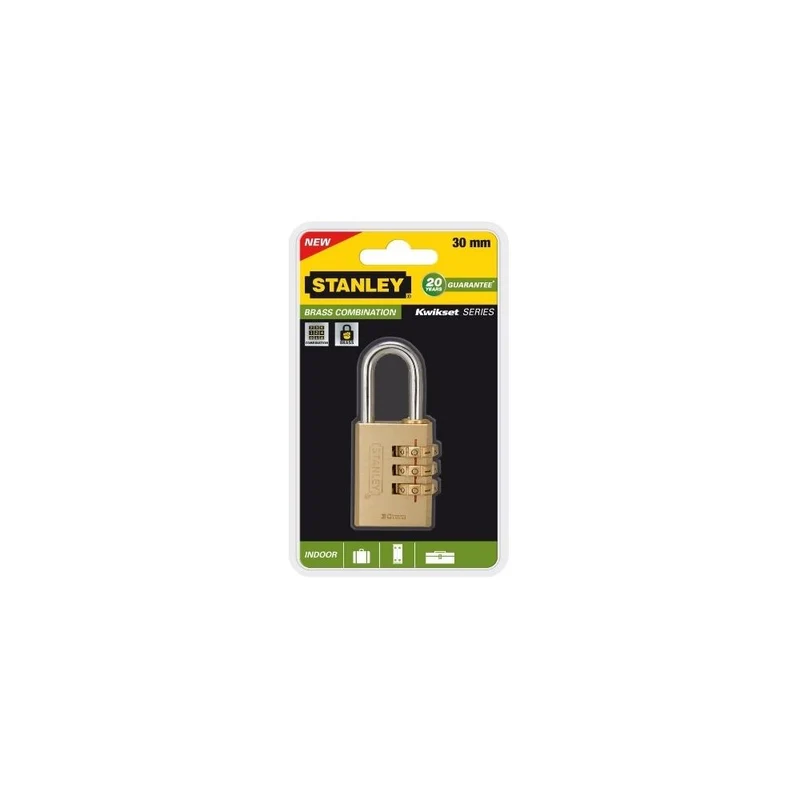 Lucchetto Stanley in Ottone 30 mm a Combinazione 3 Cifre – 81131371401
