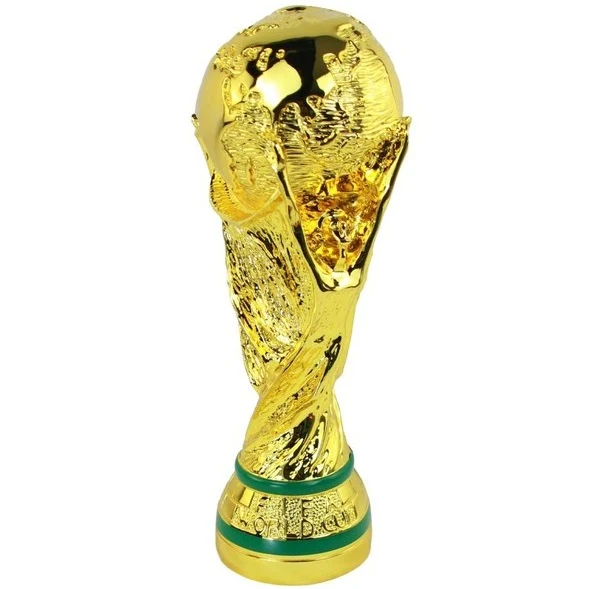 Trofeo Calcio Oro (Coppa del Mondo) 36 cm per Premiazioni Tornei Decorativo in Resina Dorata idea Regalo per Tornei Calcetto o Tifosi Mondiali
