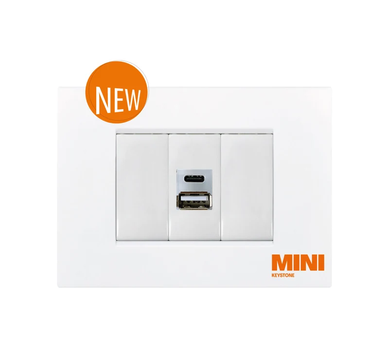 Alimentatore Caricatore USB Tecnoswitch 5V 2,1A Mini Keystone Tipo A+C – KS112PU